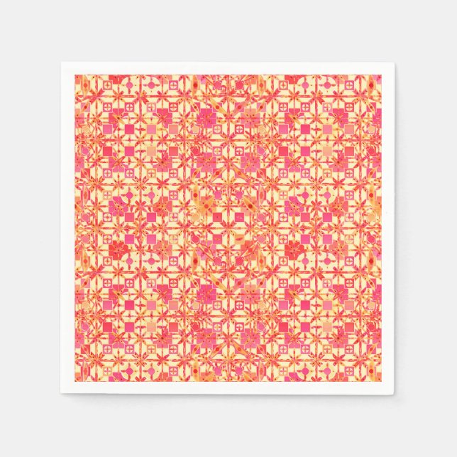 Tribal Batik - orange, rosa av korall och fuchsia Pappersservett (Framsidan)