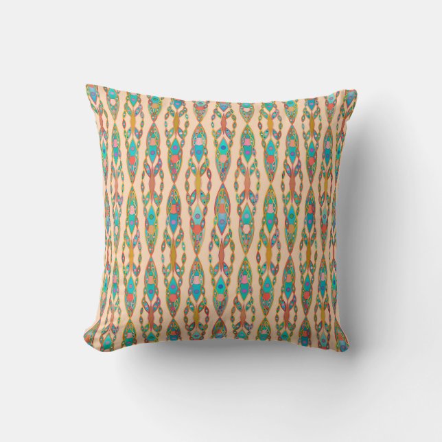 Tribal Batik - Persiko Rosa och turkos Kudde (Framsida)