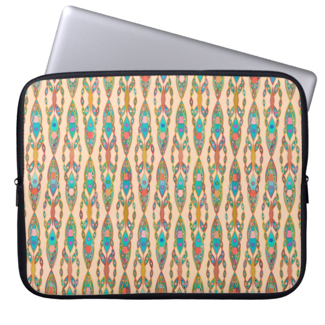 Tribal Batik - Persiko Rosa och turkos Laptop Fodral (Framsidan)