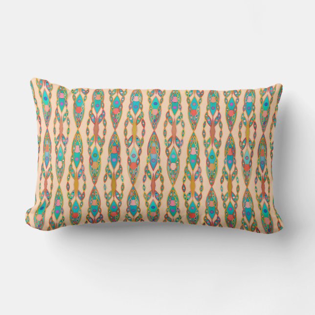 Tribal Batik - Persiko Rosa och turkos Lumbarkudde (Framsida)