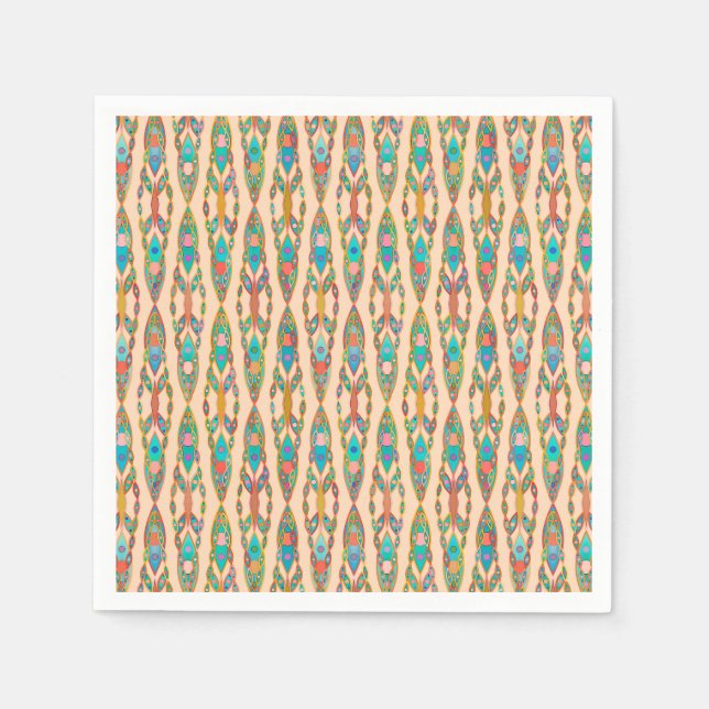 Tribal Batik - Persiko Rosa och turkos Pappersservett (Framsidan)