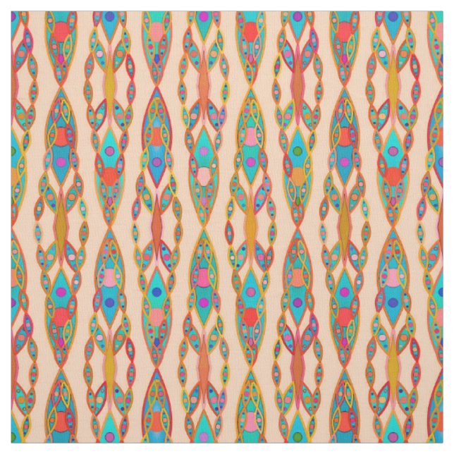 Tribal Batik - Persiko Rosa och turkos Tyg (Provkarta)