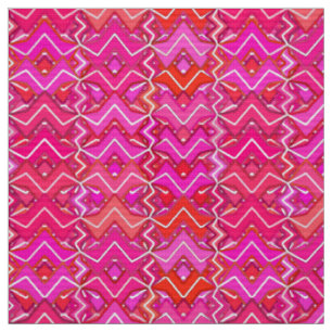 Tribal Batik Print, Fuchsia, Coral Rosa och Red Tyg