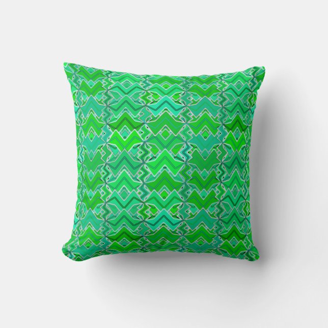 Tribal Batik Print, Jade Grönt och Lime Green Kudde (Framsida)