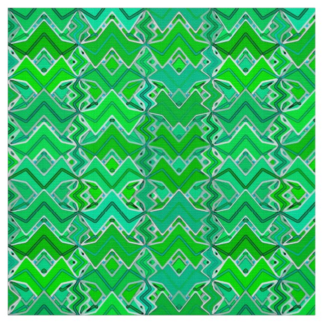 Tribal Batik Print, Jade Grönt och Lime Green Tyg (Provkarta)