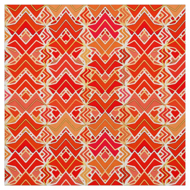 Tribal Batik Print, Mandarin och Light Orange Tyg (Provkarta)