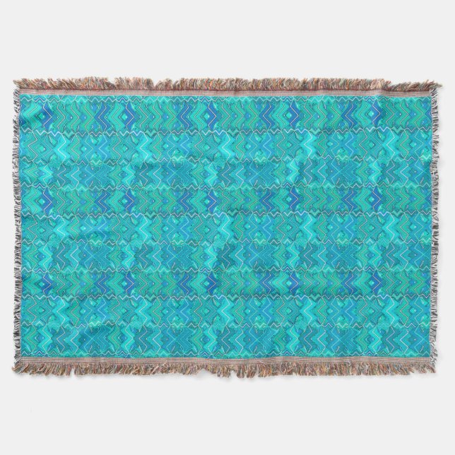 Tribal Batik Print, Turcos, Aqua och Seafoam Mysfilt (Framsidan)