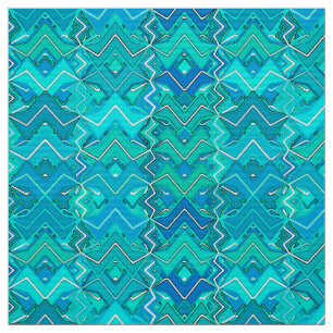Tribal Batik Print, Turcos, Aqua och Seafoam Tyg