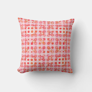 Tribal Batik - rosa av jordgubbar och rött Kudde