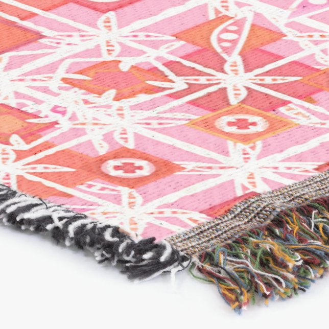 Tribal Batik - rosa av jordgubbar och rött Mysfilt (Hörn)