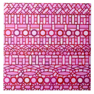 Tribal Batik - rosa- och burgundskärmar Kakelplatta