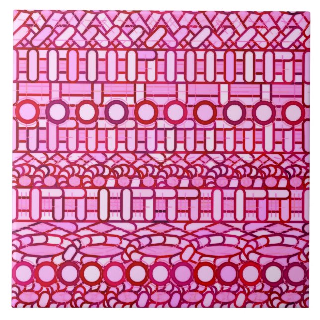 Tribal Batik - rosa- och burgundskärmar Kakelplatta (Framsidan)