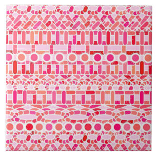 Tribal Batik - rosa och korall Kakelplatta