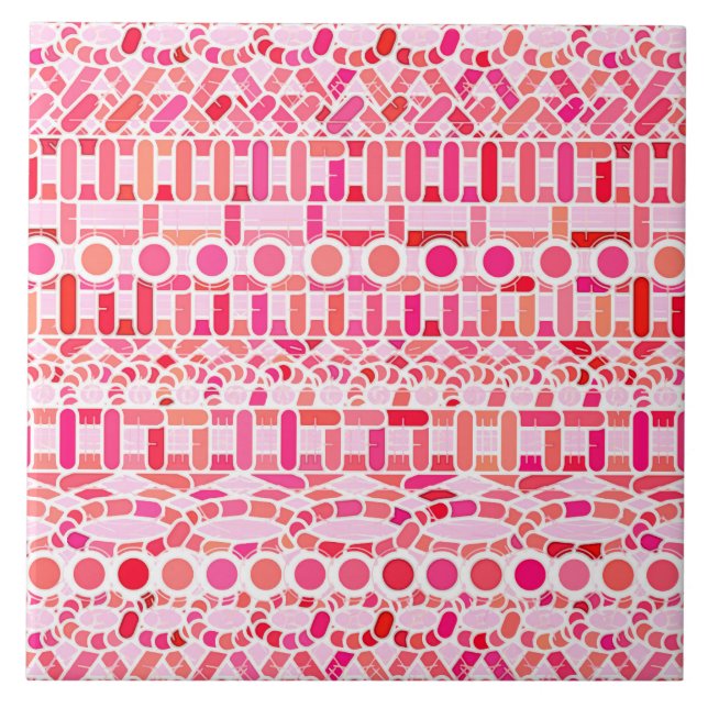 Tribal Batik - rosa och korall Kakelplatta (Framsidan)