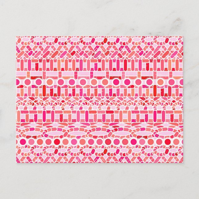 Tribal Batik - rosa- och korallskärnor Vykort (Framsida)