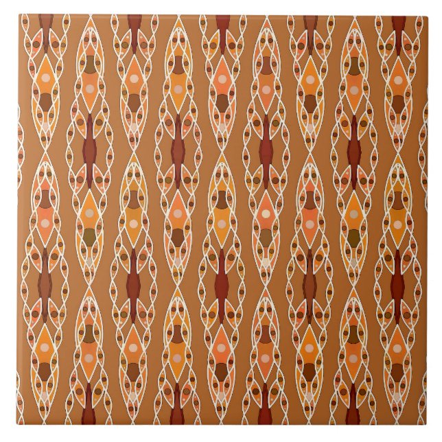 Tribal Batik - Rust, Terracotta och Beige Kakelplatta (Framsidan)