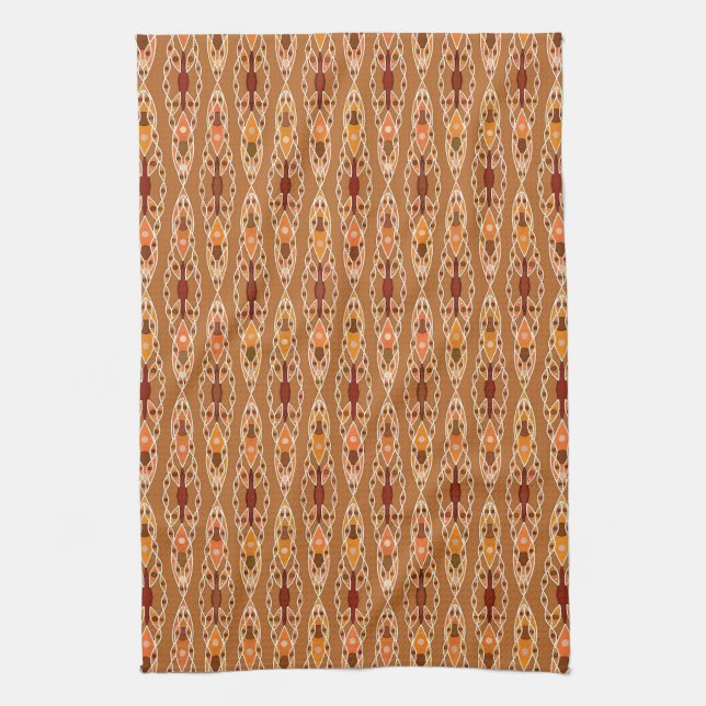 Tribal Batik - Rust, Terracotta och Beige Kökshandduk (Vertikal)