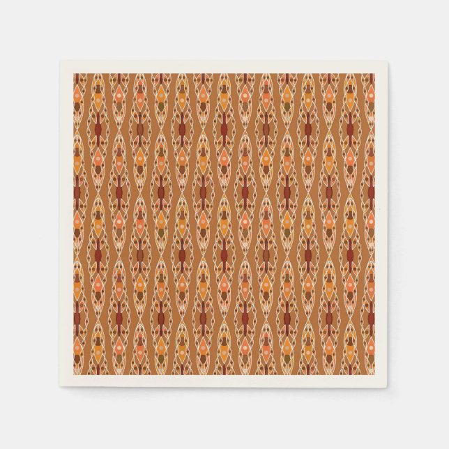 Tribal Batik - Rust, Terracotta och Beige Pappersservett (Framsidan)