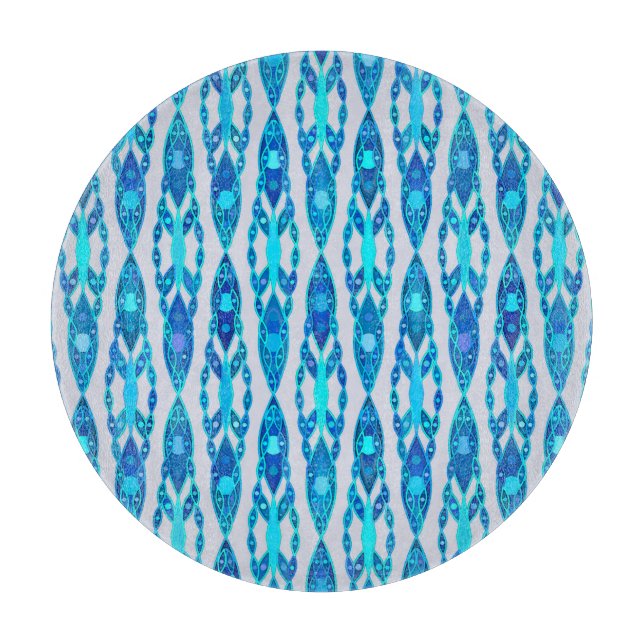 Tribal Batik - Sapphire Blue och Silver Grått (Framsidan)
