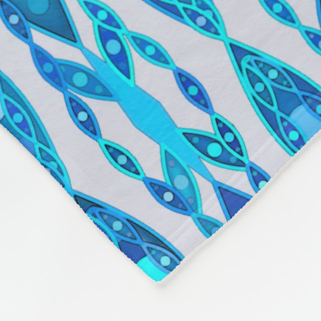 Tribal Batik - Sapphire Blue och Silver Grått Fleecefilt (Hörn)