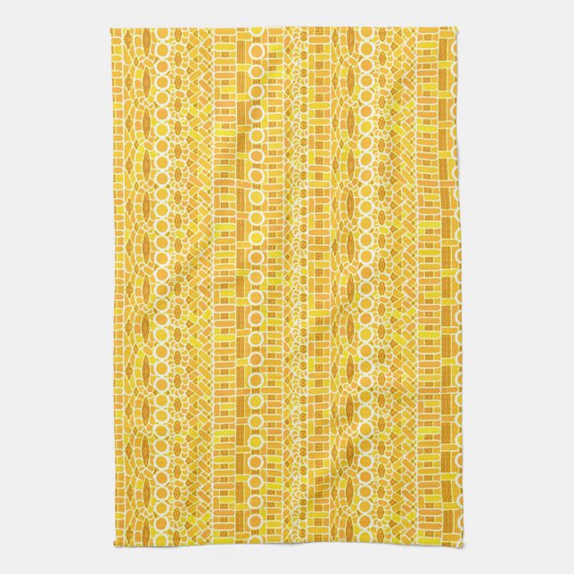 Tribal Batik - senap guld och orange Kökshandduk (Vertikal)