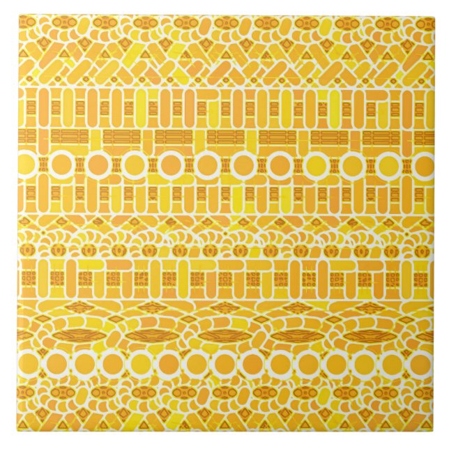 Tribal Batik - senapsguld och orange Kakelplatta (Framsidan)