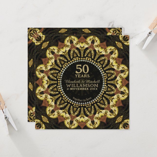 Tribal Batik Solros Jord Fusion Jubileum  Inbjudningar (Fram/Back In Situ)