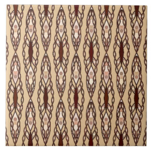 Tribal Batik - Tan, Mörk Brown och Cream Kakelplatta
