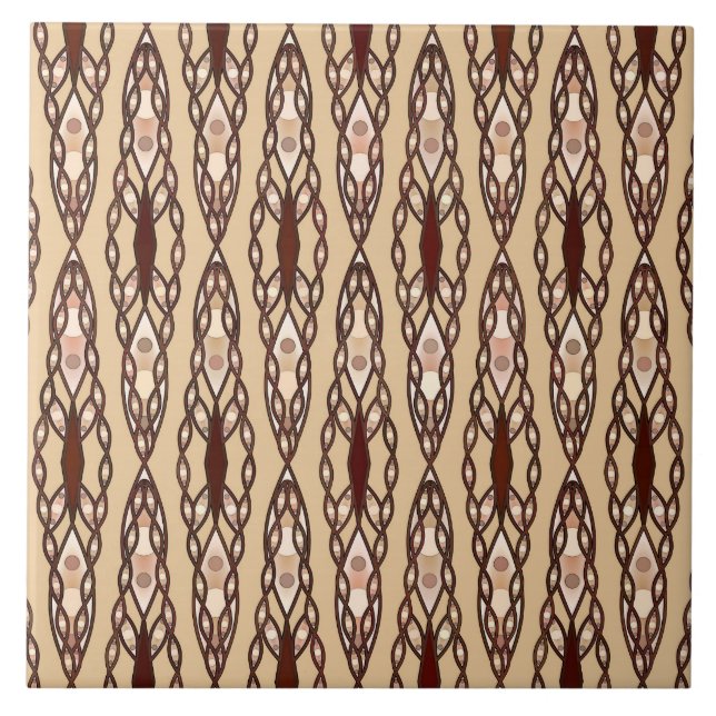 Tribal Batik - Tan, Mörk Brown och Cream Kakelplatta (Framsidan)