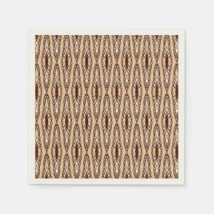 Tribal Batik - Tan, Mörk Brown och Cream Pappersservett