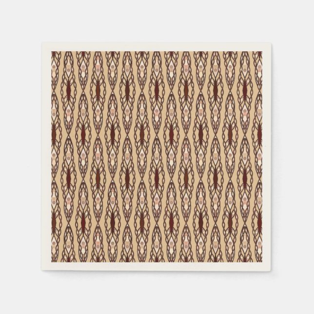 Tribal Batik - Tan, Mörk Brown och Cream Pappersservett (Framsidan)