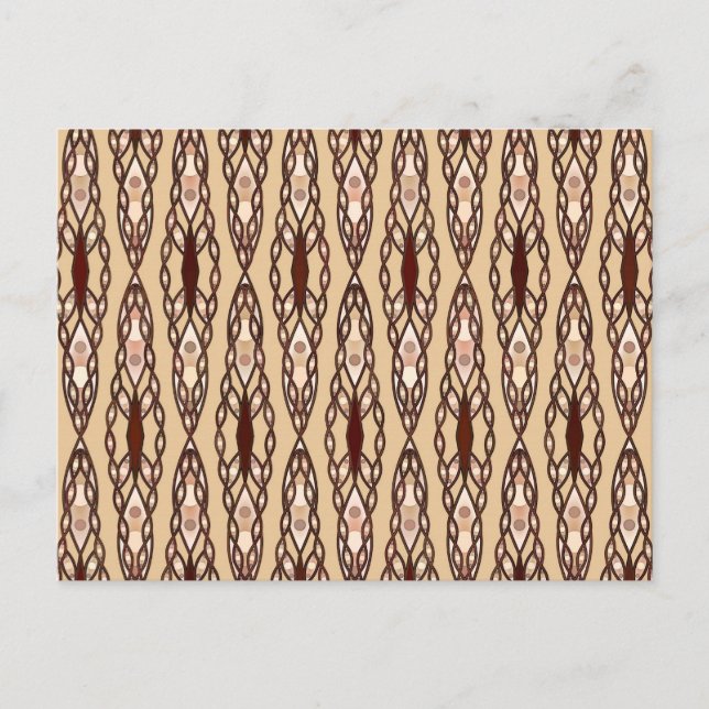 Tribal Batik - Tan, Mörkbrun och Krämfärgad Vykort (Framsida)