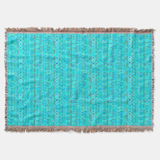 Tribal Batik - turkos, aqua och grått Filt (Framsidan)
