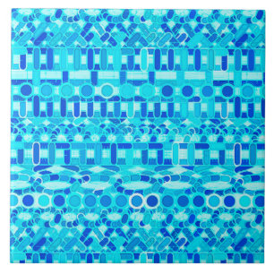 Tribal Batik - turkos, aqua och kobolt blue Kakelplatta