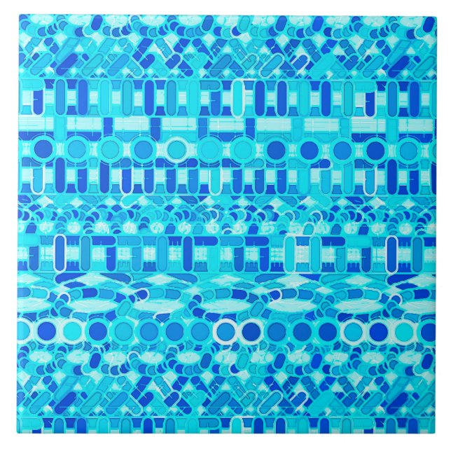 Tribal Batik - turkos, aqua och kobolt blue Kakelplatta (Framsidan)