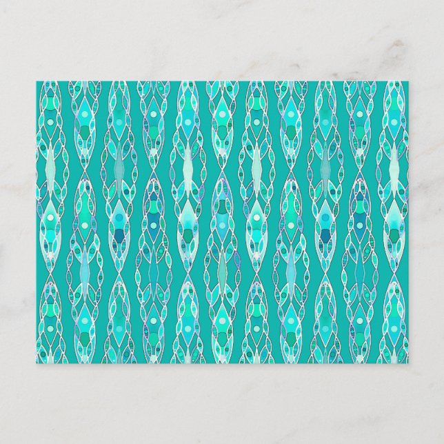 Tribal Batik - Turkos och Akvamarin Vykort (Framsida)