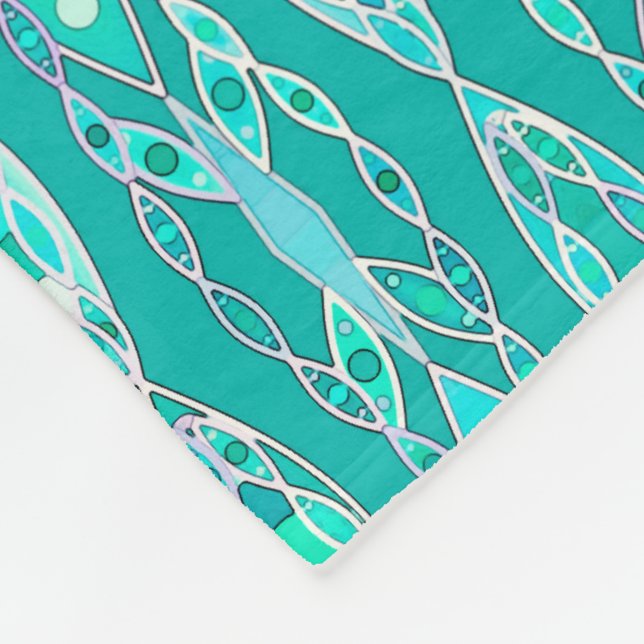 Tribal Batik - Turquise och Aquamarine Fleecefilt (Hörn)