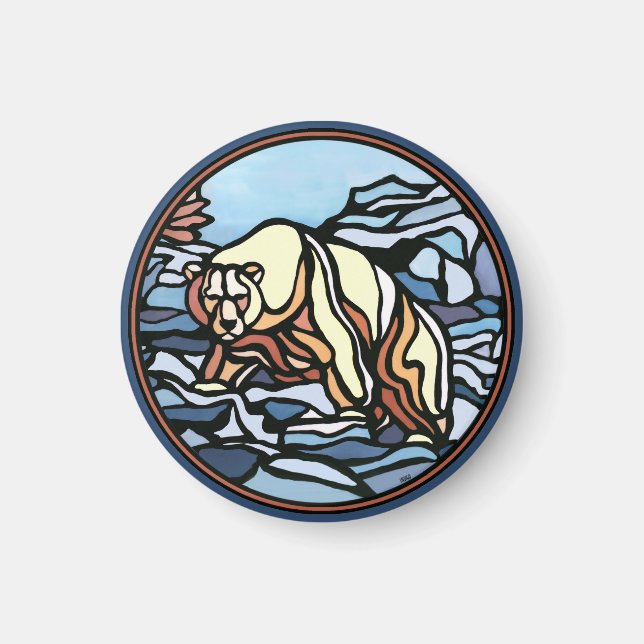 Tribal Bear Art Fridge Magnet Wildlife Art Magnet (Framsidan)