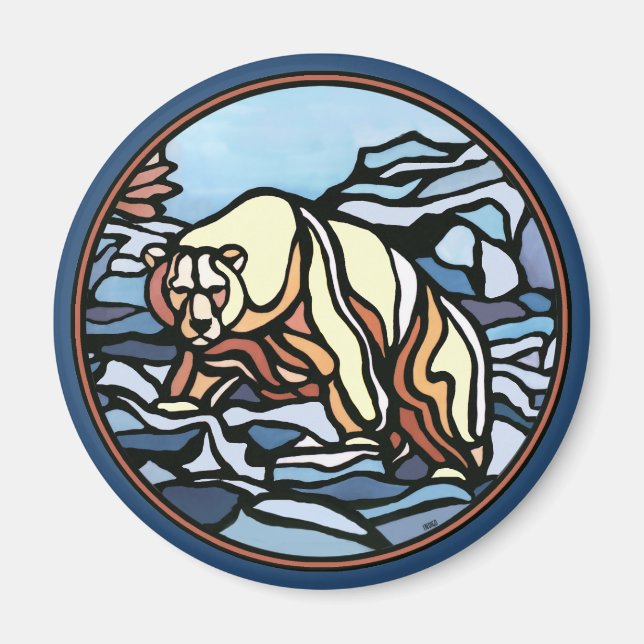 Tribal Bear Art Fridge Magnet Wildlife Art Magnet (Framsidan)