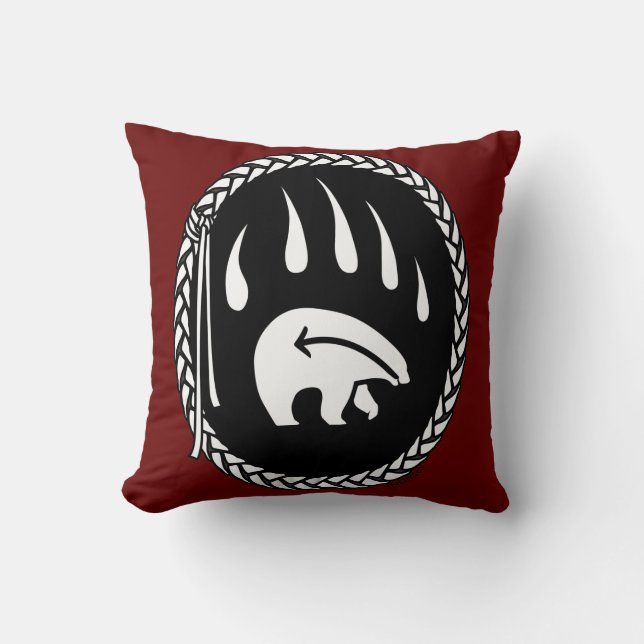 Tribal Bear Art Pillow First Nations Bears Pillow Kudde (Framsida)
