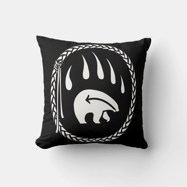 Tribal Bear Art Pillow First Nations Bears Pillow Kudde (Framsida)