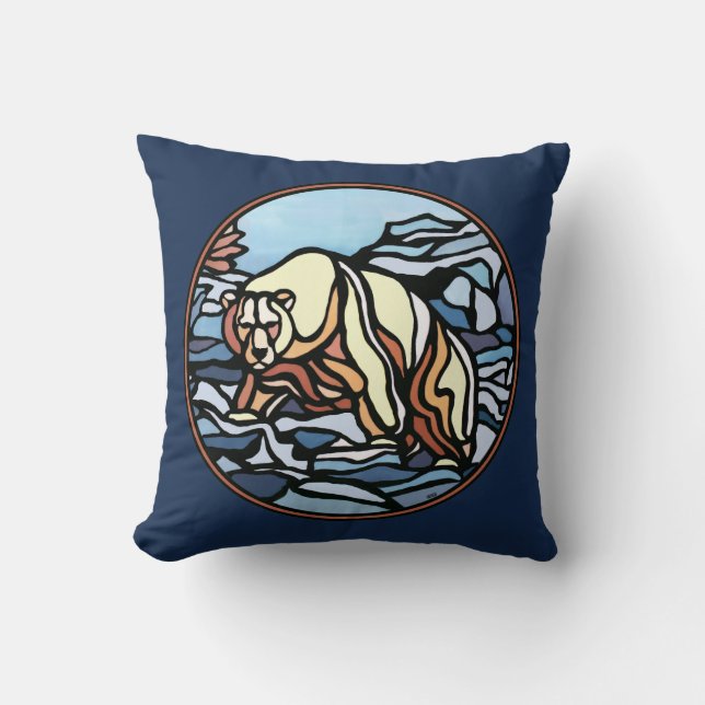 Tribal Bear Art Pillow First Nations Bears Pillow Kudde (Framsida)
