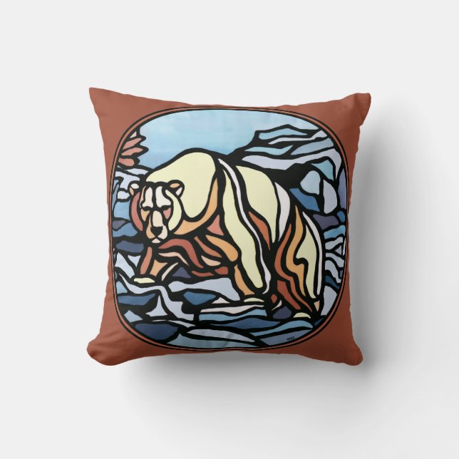 Tribal Bear Art Pillow First Nations Bears Pillow Kudde (Framsida)