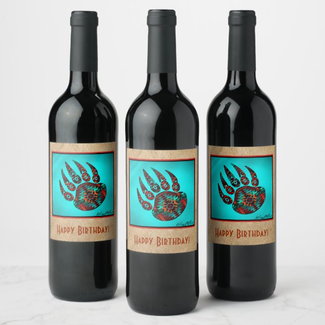 Tribal Bear Paw Wine Label Vinflaska Etikett (Flaskor)