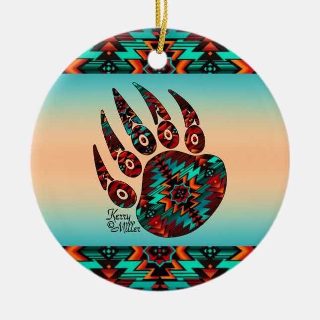 Tribal Bear Tass Ceramic Ornament (Framsidan)