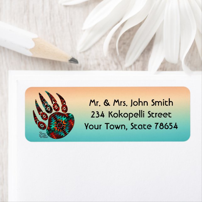 Tribal Bear Tass-etikett Returadress Etikett (Insitu)