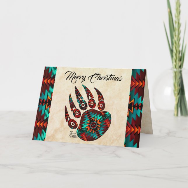 Tribal Bear Tass Helgdag Card Helgkort (Framsida)