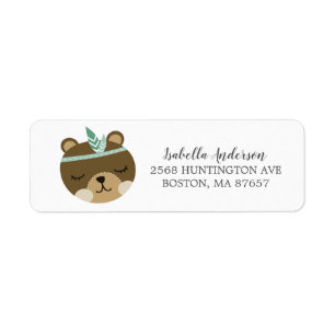 Tribal Bear Vild One Baby Shower Address Label Returadress Etikett