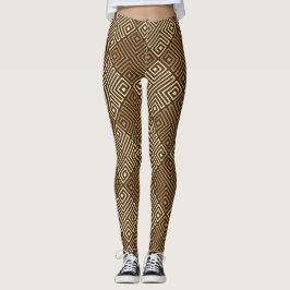 Tribal Beige Brown Minimum Mönster Leggings
