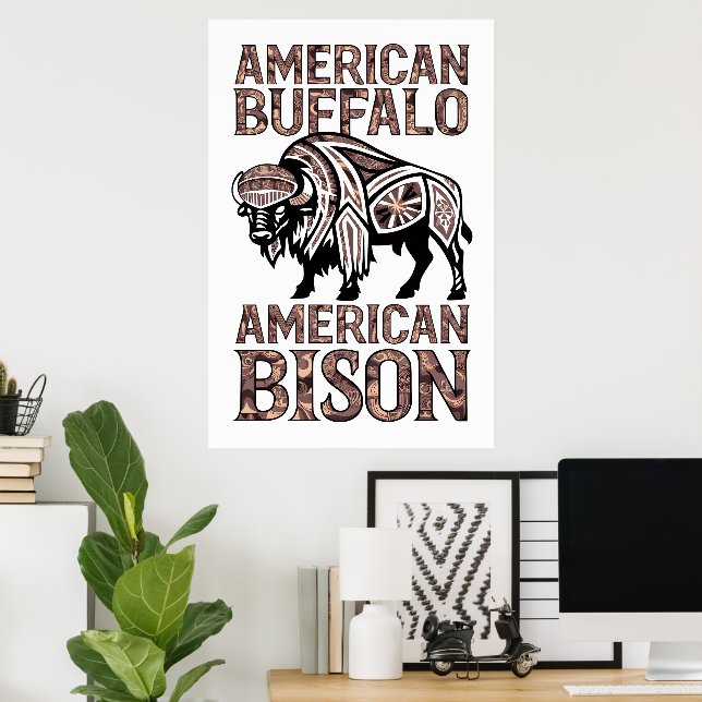 Tribal Bison Design Poster (Hemmakontoret)